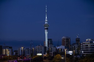 Anolis-Installation auf Aucklands Sky Tower