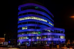 Fassadenbeleuchtung für den i Live Tower in Aalen mit Anolis
